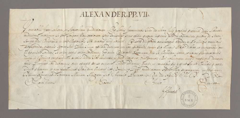 Lettre du pape Alexandre VII